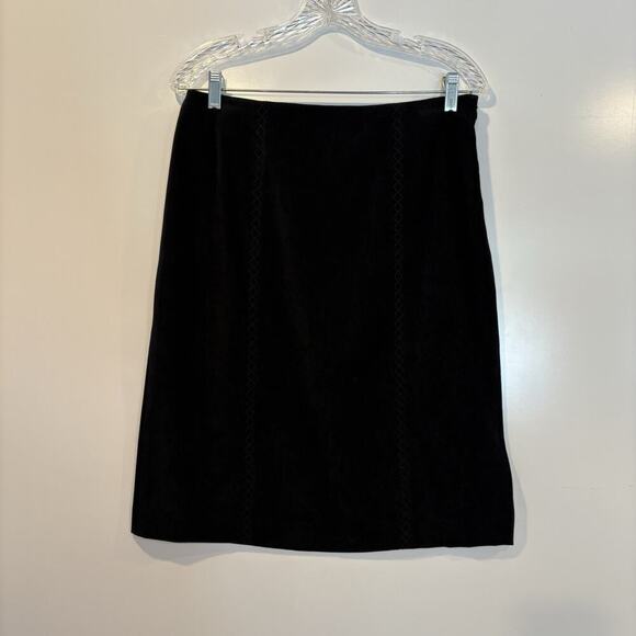 Talbots Black Vegan Faux Suede Pencil Skirt Career Stretch Womens Size 10 (1405) - Picture 1 of 5